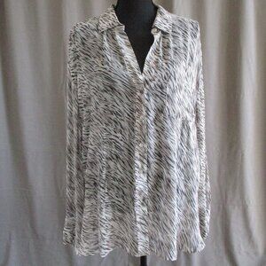 AllSaints Women's Animal Print Sheer Button-down Blouse Sz L Beautiful!